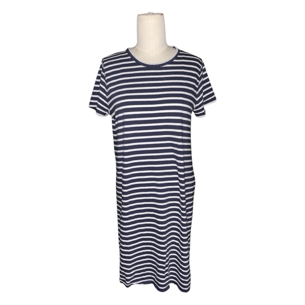 J. Crew Striped Navy and White T-Shirt Dress